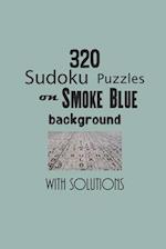 320 Sudoku Puzzles on Smoke Blue background with solutions