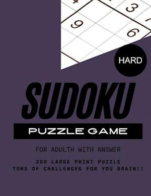 Sudoku Puzzle Game Hard Level for Adult with Answer