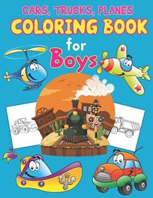 Trucks, Planes and Cars Coloring Book for Boys