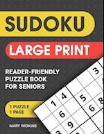 Sudoku Large Print Reader-Friendly Puzzle Book For Seniors 1 Pazzle - Page: Mind Game Book To Keep Your Brain Healthy! 