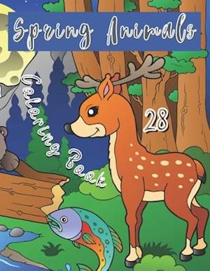 Spring Animals Coloring Book: Coloring Book with Cute Animals, Easy Spring Scenes, and Fun for Relaxation (Springtime Coloring Books for Kids)