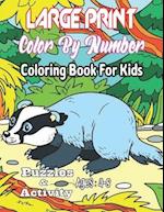 Large Print Color By Number Coloring Book For Kids