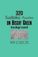 320 Sudoku Puzzles on Biscay Green background with solutions