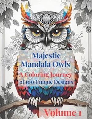 Majestic Mandala Owls : A Coloring Journey of 100 Unique Designs - Volume 1