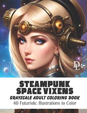 Steampunk Space Vixens - Grayscale Adult Coloring Book