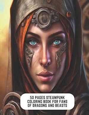 50 Pages Steampunk Coloring Book for Fans of Dragons and Beasts: Adventure and Fantasy in Steampunk