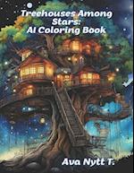 Treehouses Among Stars: AI Coloring Book 