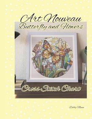 Art Nouveau Butterfly and Flowers: Cross Stitch Chart