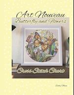 Art Nouveau Butterfly and Flowers: Cross Stitch Chart 