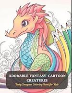 Adorable Fantasy Cartoon Creatures: Baby Dragons Coloring Book for Kids 