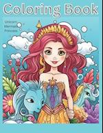 Unicorn, Mermaid and Princess Coloring Book:Magical Fun Coloring Book For Kids Ages 3-8 