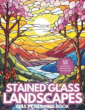 Stained Glass Landscapes Coloring Book
