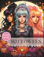 Halloween Coloring book for girls: Girls ages 6-14 