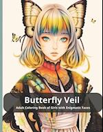 Butterfly Veil Adult Coloring Book of Girls with Enigmatic Faces