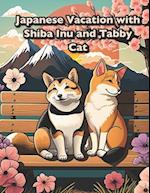 Japanese Vacation with Shiba Inu and Tabby Cat: A coloring book about a dog and a kitty in Japan 