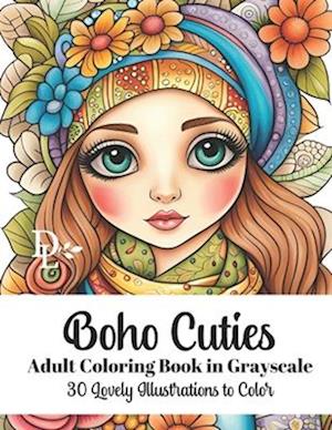 Boho Cuties - Adult Coloring Book in Grayscale