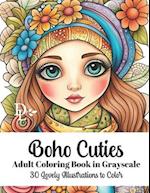 Boho Cuties - Adult Coloring Book in Grayscale