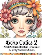 Boho Cuties 2 - Adult Coloring Book in Grayscale