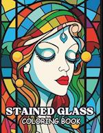 Stained Glass Coloring Book: Easy 51 Window Designs 