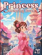 Princess Coloring Book: Fun Princess Coloring Book for Kids Age 4-12 