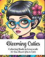 Blooming Cuties - Adult Coloring Book in Grayscale