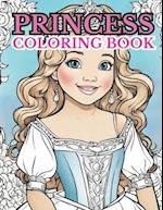 Princess Coloring Book for Girls : 50 Pages of Cute Easy Princesses to Color for Girls Large Print 
