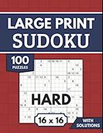 Sudoku 16x16 Large Print with Solutions: 100 Hard Sudoku Puzzles for Adults & Seniors 