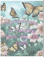 Fluttering Blooms: A Coloring Book For All Ages 