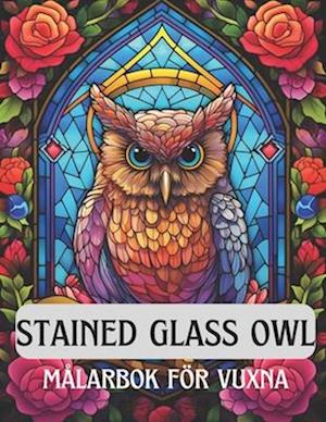 Stained glass owl, målarbok för vuxna