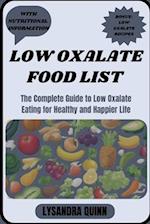 LOW OXALATE FOOD LIST: The Complete Guide to Low Oxalate Eating for Healthy and Happier Life 