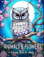 Animals & Flowers Coloring Book for Adults