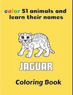 color 51 animals and learn their names coloring book