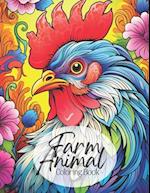 Farm Animal Coloring Book: Country Farm Animals Design Coloring Pages / Easy and Simple Abstract Designs for Stress Relief & Relaxation / 8.5x11 100 