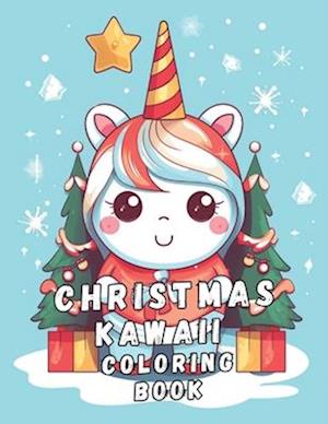 Christmas Kawaii Coloring Book for kids ages 4-8 and all ages : 66 Very Simple, Cute, And Easy Design with Kawaii Christmas Coloring Pages