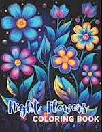 Night Flowers Coloring Book Adults