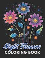 Night Flowers Coloring Book Adults