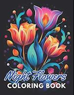 Night Flowers Coloring Book Adults