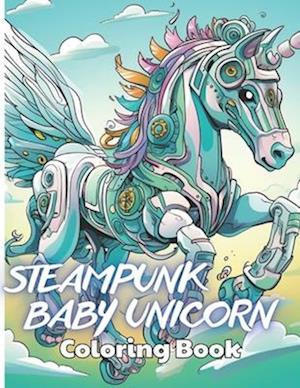 Steampunk Baby Unicorn Coloring Book for Adults