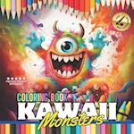 Coloring book Kawaii Monsters: Illustrations, relax while coloring, ages 12 and up, medium to high level, watercolor, crayons 