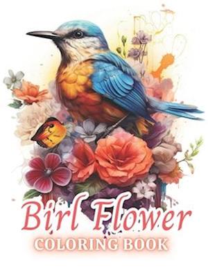 Bird and Flower Coloring Book for Adult