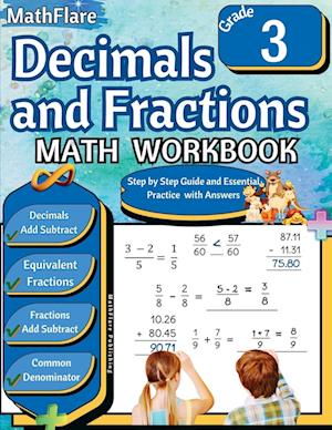 Decimals and Fractions Math Workbook 3rd Grade