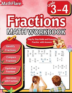 Fractions Math Workbook 3rd and 4th Grade