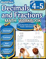 Decimals and Fractions Math Workbook 4th and 5th Grade