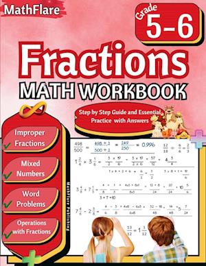 Fractions Math Workbook 5th and 6th Grade