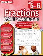 Fractions Math Workbook 5th and 6th Grade