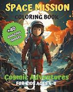 Space Mission Coloring Book: Cosmic Adventures For Kids Ages 4-8 