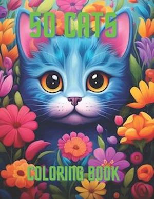 50 Cats Coloring Book