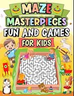Mazes masterpieces fun and games for Kids: Fun, exciting, and challenging maze puzzles promote problem-solving for children, fostering the development