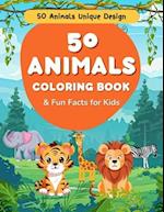 50 Animals Coloring Book & Fun Facts for Kids: Discover, Color, Learn: 50 Animals and Their Fascinating Stories 