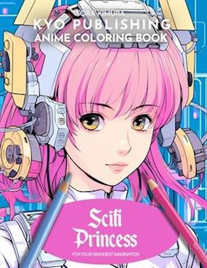 Anime Coloring book Sci-Fi Princess: Galactic Elegance - Your Coloring Odyssey with 40+ High Quality Illustration